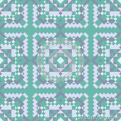 Decorative seamless pattern with square end triangular pixel mosaic. Vector Illustration